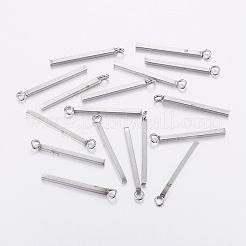 変色しない304ステンレススチールペンダント  長方形/棒  ステンレス鋼色  43x1.5x1.5mm  穴：2mm&nbsp;X-STAS-P186-05P-43mm
