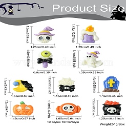 60 Stück 10 Stile Halloween Motiv opake Resin Decoden Cabochons&nbsp;CRES-CJ0001-69