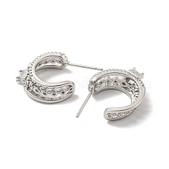 Круглые серьги-гвоздики из латуни с цирконием EJEW-B035-18P