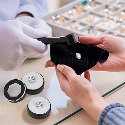 Aluminium-Aufbewahrungsboxen für lose Diamanten mit sechseckigem Sichtdeckel aus Glas&nbsp;CON-WH0110-55B