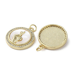 Colgantes de circonita cúbica con micropavé de latón con tema de gesto&nbsp;KK-G485-18C-G