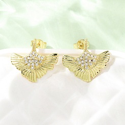 Latón micro pave aretes de circonita cúbica transparente&nbsp;EJEW-D351-10G