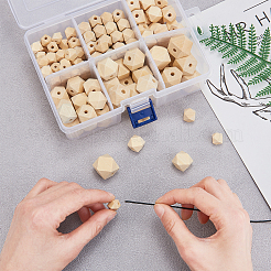 Граненые необработанные деревянные бусины&nbsp;WOOD-CJ0001-07