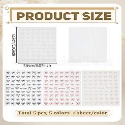 5 лист 5-х цветных самоклеящихся наклеек для дизайна ногтей с бантиками&nbsp;MRMJ-LP0002-12