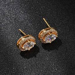 Aretes de latón con micro pavé de circonio cúbico para mujer&nbsp;EJEW-F418-12G