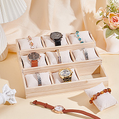 3-stufiger 9-Gitter-Armbandständer aus Holz&nbsp;BDIS-WH0003-33A