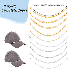 10 pz 10 stili catene in alluminio e set di catene per cappellini da baseball in plastica ABS con perle finte&nbsp;AJEW-UN00033