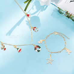 Рождественская тематика diy 304 нержавеющая сталь цепи браслет/ожерелья наборы для изготовления&nbsp;DIY-SP0006-04