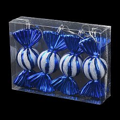 クリスマス電気メッキプラスチックキャンディペンダント装飾  ナイロンロープクリスマスツリー吊り下げ飾り  ブルー  181mm&nbsp;KY-D020-01E