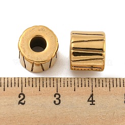 イオンプレーティング（IP）304ステンレススチールヨーロピアンビーズ  大穴ビーズ  コラム  ゴールドカラー  11x10mm  穴：5mm&nbsp;STAS-P173-077G