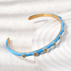 Браслеты-манжеты из нержавеющей стали 304 с эмалью для женщин&nbsp;BJEW-D408-10G