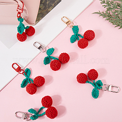 6 шт. 3 цвета вишневой шерсти вязаные подвески украшения HJEW-CP0001-20
