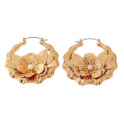 Серьги-кольца из пластикового сплава с жемчугом&nbsp;FS-WG2E9AB-01