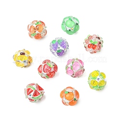 10 шт. 10-х цветные круглые бусины из смолы с фруктовым узором&nbsp;RESI-CJ0004-94