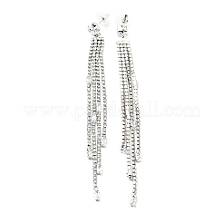 Lange Quasten-Ohrstecker mit klarem Zirkonia und Kristall-Strassen&nbsp;LS-EJEW-C037-07B-P