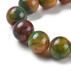 天然マルチカラー瑪瑙ビーズ連売り  染め＆加熱  ラウンド  ダークチソウ  14mm  穴：1.5mm  約28個/連  15.31''（38.9センチメートル）&nbsp;G-A261-B04-14mm
