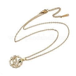 Латунное микропаве прозрачное кубическое циркониевое кольцо с подвесками в виде змеи ожерелья&nbsp;NJEW-K280-03A-G