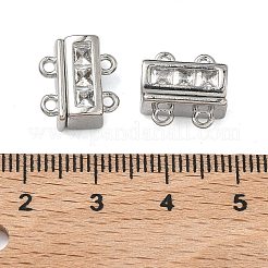 Магнитные застежки из латуни с микропейвом и прозрачным кубическим цирконием&nbsp;KK-C066-17P