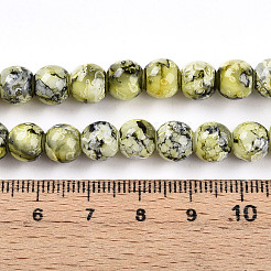 ペイントガラスビーズを焼く  ラウンド  黄緑  7.5~8mm  穴：1.2mm&nbsp;LS-X1-DGLA-N003-8mm-A04