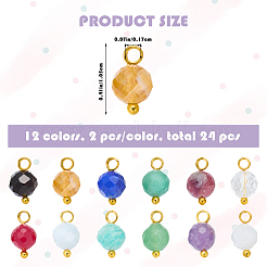24 pz 12 stili di ciondoli con pietre preziose naturali portafortuna&nbsp;PALLOY-SW00109