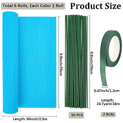 6 Rolle handgemachtes Krepppapier in 6 Farben&nbsp;DIY-CP0012-89C