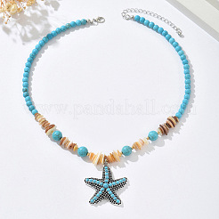 Круглые бусины-подвески из богемского сплава и синтетической бирюзы в виде морской звезды для женщин&nbsp;FS-WGD4D40-01