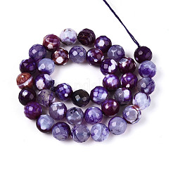 Нити окрашенных и нагретых натуральных агатовых бус с огненным кракелюром&nbsp;G-N359-01B-07