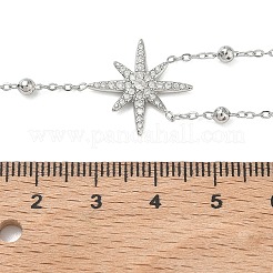 Collana a Y lunga con ciondolo a stella trasparente in micro pavé di acciaio inossidabile 304 per donna&nbsp;NJEW-C119-02P