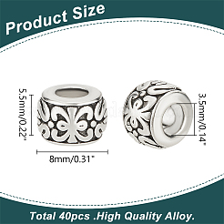 40 шт. бусины-разделители из тибетского серебряного сплава&nbsp;TIBEB-LP0001-02