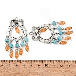 Большие подвески из окрашенной синтетической бирюзы и стеклянных кисточек FIND-G098-04AS