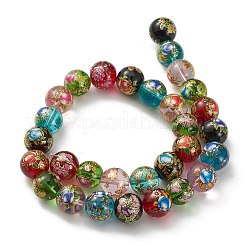 Цветок окрашены круглые бусины ручной работы Lampwork&nbsp;X-LAMP-I008-03