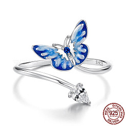 Регулируемые 925 манжеты из стерлингового серебра с кубическим цирконием и эмалью WGA0C36-01