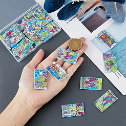 22個22スタイルプリントアクリルパーツ  タロット模様の長方形  カラフル  39.5~40x23~23.5x2~2.5mm  穴：1.8mm  1個/スタイル&nbsp;OACR-DC0001-22B