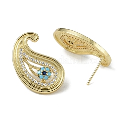 Стойка из латуни с серьгами-гвоздиками из кубического циркония&nbsp;EJEW-U006-01G