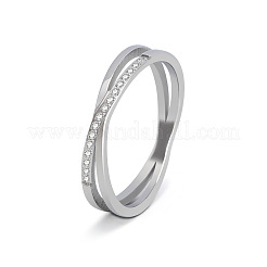 Кольца для женщин из нержавеющей стали 304 с микропаве из прозрачных кубических цирконий&nbsp;FS-WG1B662-06