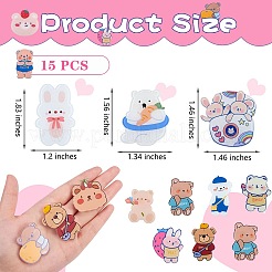 15 шт. 15 стильные булавки для броши с медведем и кроликом JEWB-SZ0001-35