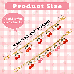 2 шт. 2 стиля акриловые красные розовые вишневые подвески латунные и алюминиевые цепочки для сумок декоративные&nbsp;PURS-SC0001-04