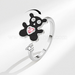 Anillos abiertos giratorios con esmalte y circonita cúbica pavé de latón para mujer&nbsp;FS-WGCF8B8-01