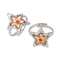 Anillos llamativos de puño abierto ajustables de acero inoxidable 304&nbsp;RJEW-C083-19P-04