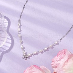 Ожерелья с подвеской из латуни с микропаве и бантом из кубического циркония&nbsp;NJEW-JN04908