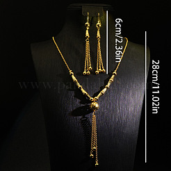 Ожерелья с подвесками-кисточками из круглых бусин и латуни и комплекты серег-колец FS-WGD59F5-01