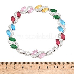 Теннисные браслеты из платиновой латуни с микропаве из кубических цирконий&nbsp;BJEW-B160-12P