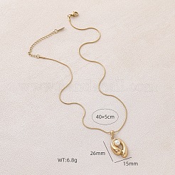 Женские ожерелья из хирургической нержавеющей стали 316 с подвеской овальной формы с искусственным жемчугом&nbsp;AT3261