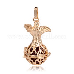 Pendentifs de cages rondes creuses en laiton plaqué d'or&nbsp;KK-J251-06G