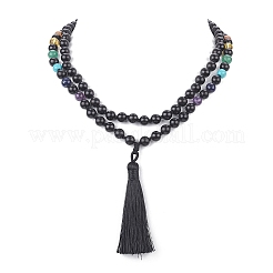 Collana buddista di gemme miste naturali e sintetiche e legno&nbsp;NJEW-JN04304