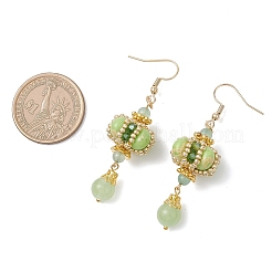 Серьги-подвески из синтетической императорской яшмы с фонарным узором из нержавеющей стали 304&nbsp;EJEW-MZ00609