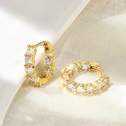 Латунные серьги-кольца из прозрачного кубического циркония EJEW-D311-136G