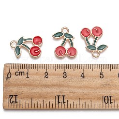 合金エナメルチャーム  チェリー  ライトゴールド  18x13mm  穴：2mm&nbsp;X-PALLOY-N0118-260