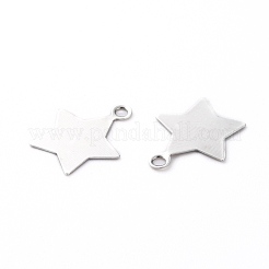 真鍮製チャーム  スター  プラチナ  13x11x0.3mm  穴：1.4mm&nbsp;KK-H739-02-02P