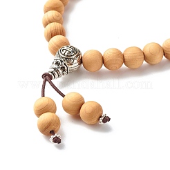 Bracelet de perles de mala en bois naturel pour hommes femmes&nbsp;BJEW-JB06906